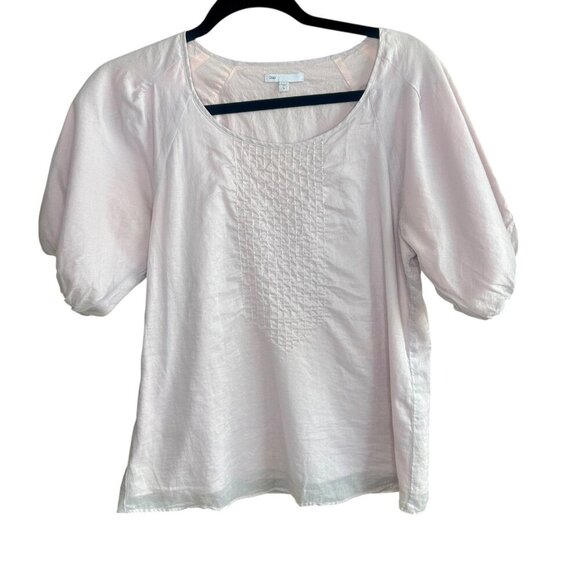 GAP Pale Pink Beaded Embroidered Peasant Top Size Small - Picture 1 of 11